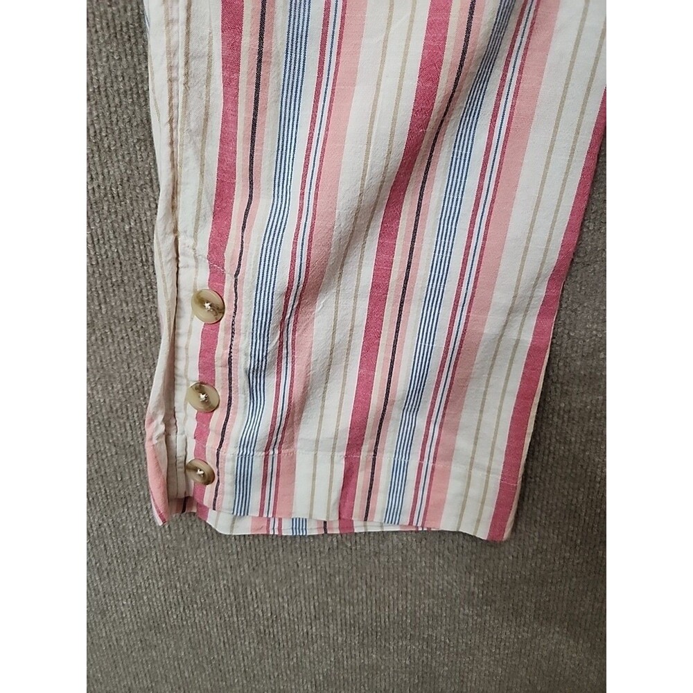 Croft Barrow Button Hem Pull-On Cropped Pants Womens S Pink Striped Beach NEW - Picture 4 of 10